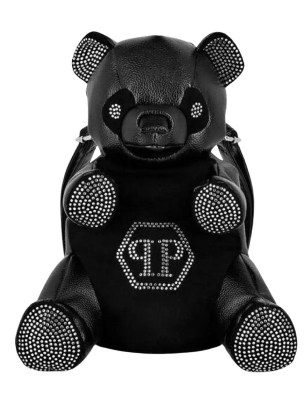 Philipp Plein Black Rhinestone Teddy Backpack